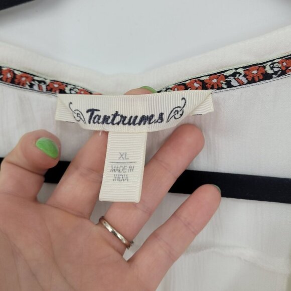 Tantrums womens XL white floral embroidered boho laganlook peasant long sleeve - Picture 5 of 10